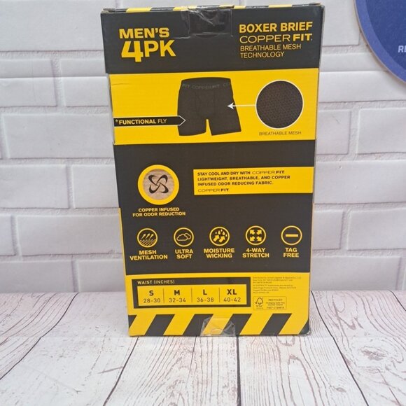 4PK Copper Fit Mens Performance Workgear Boxer Briefs MED 32-34  Copper Infused - Picture 6 of 9